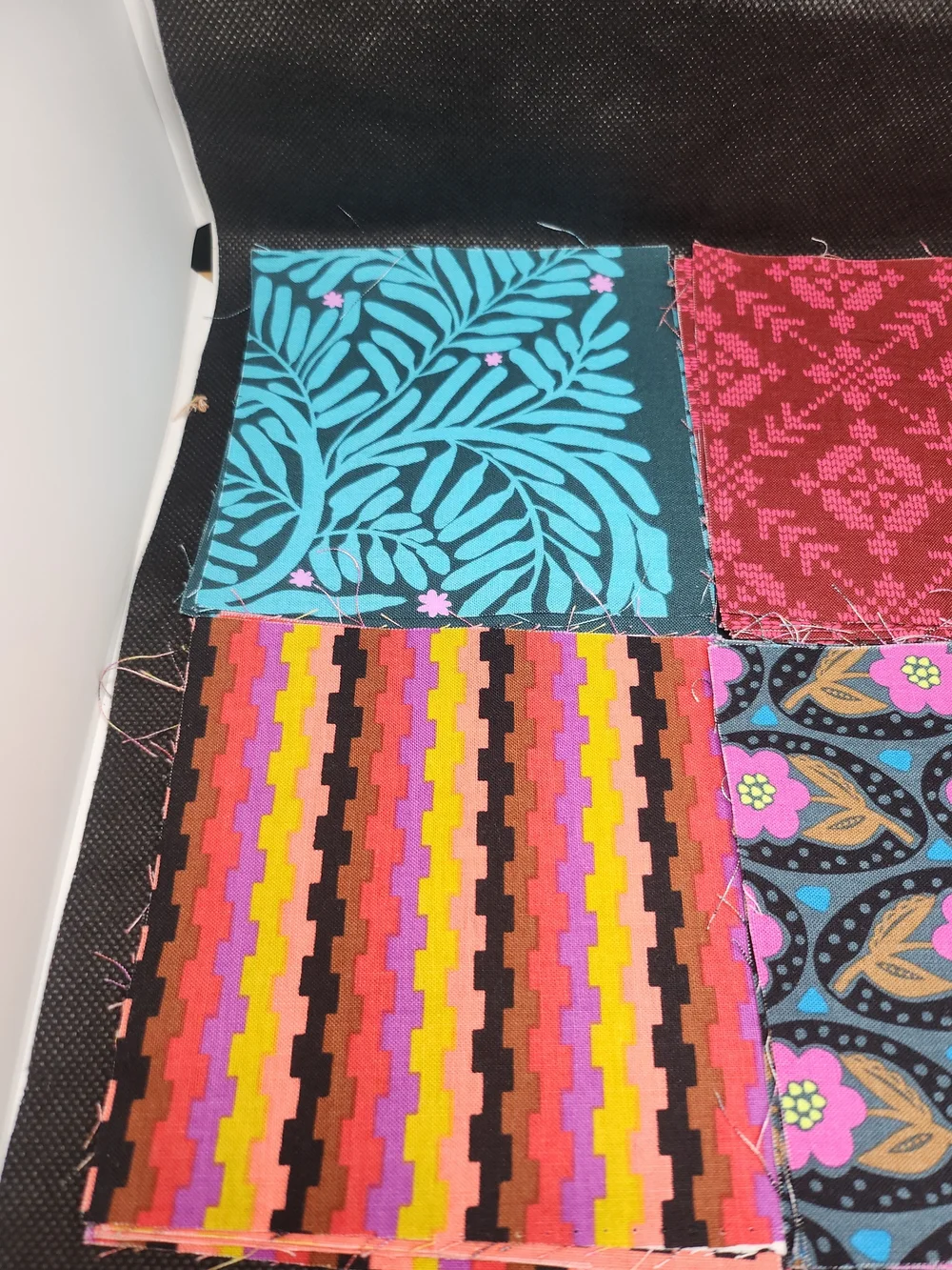 Floral & Geometric Print Cotton Skirt - Pink, Turquoise, Multi